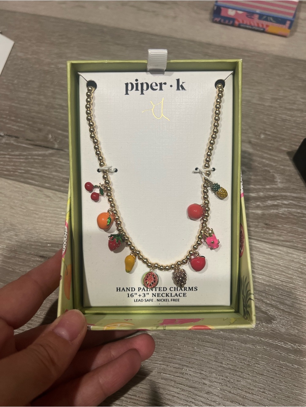 Piper K Viral Gold Necklace with Hand-Painted Fruit Charms - Multicolor